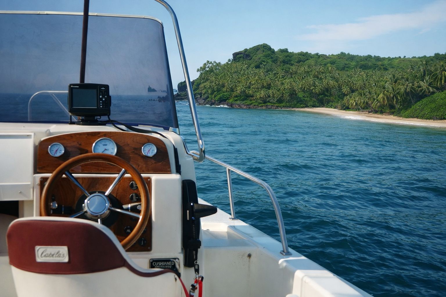 Cabo De Rama fort and cliff views from yacht