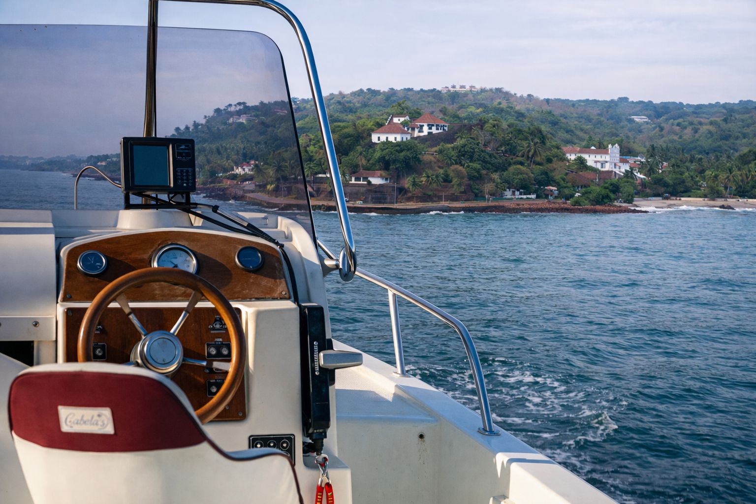 Reis Magos Fort viewed from yacht in Goa